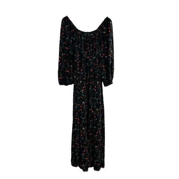 Lane Bryant Black Floral Maxi Dress Size 14 3/4 Sleeve Pockets Stretch NWT - Picture 7 of 16